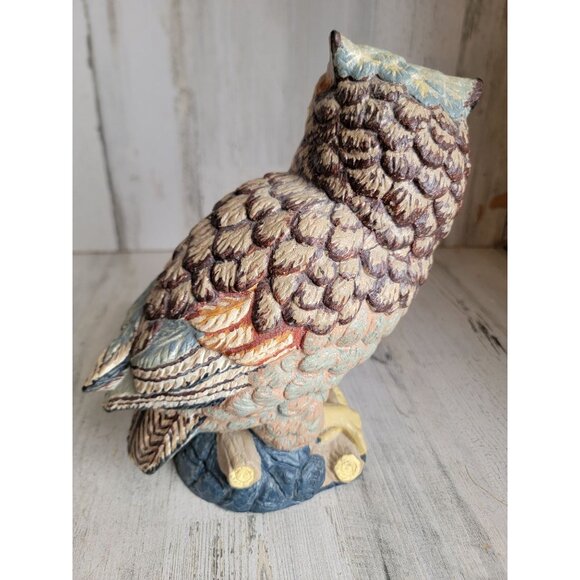 Vintage big eyed owl bird plaster unique bird xmas home decor figure - Picture 6 of 10